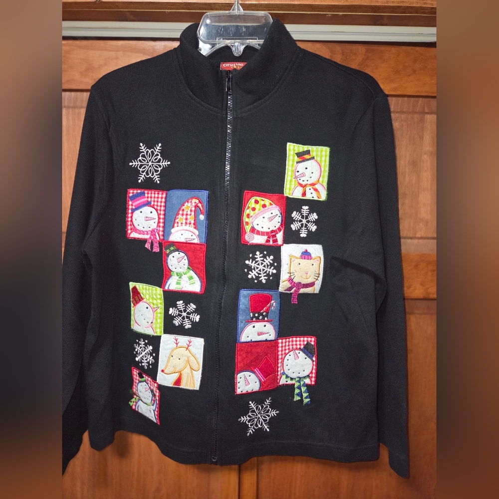 Black Snowman Embroidered Jacket